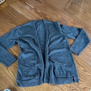 Cotton modal blend open front cardigan with braided details